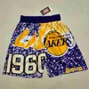 Los Angeles''Lakers''men Throwback Basketball Shorts pocket purple