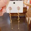Dangle & Chandelier Fashion Gold Pink Crystal Letter Tassel Long Earrings Personality New Jewelry