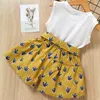 Clothing Sets Kids Clothes Girls Summer Sleeveless T-shirt For Grils Children Print Bow Girl 3 4 5 6 7 YearsClothing