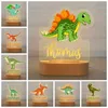 Veilleuses nom personnalisé dinosaure/camion LED USB lumière personnalisée dessin animé lampe acrylique pour bébé garçons enfants enfants décoration de la maison nuit