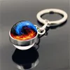 Keychains Yin Yang Tai Chi Cute Keychain Key Ring Double Side Glass Ball Pendant Jewelry Accessories Charms For Men WomenKeychains Emel22