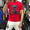 Summer Men's T-shirts Trend Pattern Hot Diamonds Casual Large Male Tops Fashion Street Style Men Cotton Tees New Design Man Clothing Blue Red Tshirts S-4XL