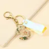 Acrylic Butterfly Letter Keychains English Alphabet Crystal Women Key Chains Ring Tassels Keyring Holder Pendent Gift Accessory