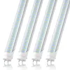 US STOCK T8 G13 Ampoules LED 4 pieds 24W 5000K Dural Row Lumière du jour Tube blanc Lumières 4FT Couvercle transparent Ampoule fluorescente Ballast Bypass Alimentation à double extrémité