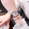 Wristwatches 2022 Top Brand Women Bracelet Watches Ladies Love Leather Strap Rhinestone Quartz Wrist Watch Luxury Fashion