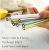 wholesale 7 8 colorful straight and bend glass drinking straws pipette ecofriendly baby milk juice reusable glass straw bar party SS1105