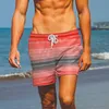 Menshorts Summer Men Red Gradient 3D Tryckt Surffing Stylish Elastic Drawstring Beach Pants Snabbt torra badstammar för menmens