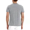 T-shirts masculina Stand Stand Stand Men camisa de linho de linho de linhas de manga casual Camiseta de camiseta de peito único Slim Top Slim