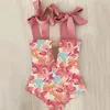 Sexy Swimsuit Shoulder Strappy Swimsuit Heart print Swimwear Women Backless Bathing Suit Beach Wear Monokini 220505