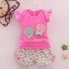 Roupas definem duas peças Cotton Girls Girls Summer Summer Sleesess Children Roupas Moda Terne Casual Floralfits 1-5tClothing