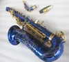 Suzuk eb alto saxofon blå guld nyckel sax drop e nyckel saxofon profesion spelande musikinstrument med lådtillbehör