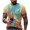 T-shirt da uomo Casual Oversize Maniche corte Versatile Neutro Urbano T-shirt colorate Abbigliamento da pittore da donna da uomoUomo