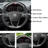 Steering Wheel Covers Carbon Fiber Black Suede Car Cover For Seat Leon 5F 3 2013-2022 Ibiza 6J Tarraco Arona Ateca AlhambraSteering CoversSt