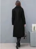 Wełniany płaszcz Kobiety Czarny M-4xl Kopa na kolana 2022 Jumn zima Nowa moda Temperament Office Lap Casual Emporse Odzież T220714