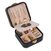 Boîtes de bijoux de voyage Organisateur en cuir PU avec miroir petite boîte à bijoux portable pour anneaux Colliers de rangement de boucles