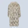 Futro dla kobiet sztuczne X-Long Naturalny prawdziwy płaszcz rex zimowa kurtka kobieca odzież wierzchnia streetwear gęsta ciepła korea luźna kobiet