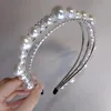 Hårklämmor Barrettes Multilayer Rhinestone Pearl Head Wear Pannband för kvinnor som inte glider Border Girl Hairpin Fancy Accessories Gifthair