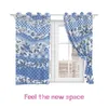 Cortinas cortinas gancho perfurado cortinas de blackout 3D Flor azul floral personalizado Personagem solar de tela solar de janelas da sala de estar da sala de estar da sala de estar