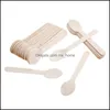 Dinnerware Sets Kitchen Dining Bar Home Garden 50Pcs/150Pcs Disposable Wooden Cutlery Forks/Spoons/Cut Dhuie