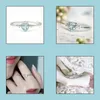 Bandringen Sieraden Blue Cubic Zirkon 925 Sterling Sier Heart Ring For Women Fashion Korean Engagement Hand Promise Wedding Drop Delivery 202