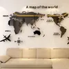 Mappa del mondo Parete della camera da letto in cristallo solido 3D acrilico con soggiorno Adesivi per aule Idee per la decorazione dell'ufficio 220727