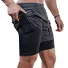 2021 Camo Laufshorts Männer 2 In 1 Doub-deck Quick Dry GYM Sport Shorts Fitness Jogging Workout Shorts männer Sport Kurze Hosen H220714