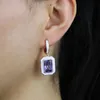 Dangle Lustre Géométrique Boucle D'oreille Pour Les Femmes De La Mode Blanc Émail Cercle Grand Carré Violet Pierre CZ Boucles D'oreilles PendantesDangle Farl22