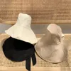 2022 New Spring Summer Large Brim Fisherman Hat Women CottonLarge Wide Bucket Hats Long Strap / Bucket Anti UV