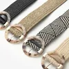 Belts Women Casual Waistband Plastic Buckle Wide Waist Belt Pp Straw Weave Boho Braided Strap With Leopard Round