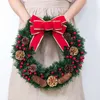 Decorative Flowers & Wreaths 40cm Pine Needles Christmas Wreath Floral Hoop For Home Door Hanging Ornament Wedding Decoration 2022 Happy Yea