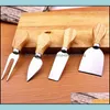 Cheese Tools Kitchen Kitchen Dining Bar Home Garden 30Sets Wooden Handle Set Cheese-Knife Cutter Cooking Tool In Black Box Rre13624 Drop