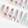 Uñas postizas Nail Art Luxury Glamorous Long Ballet Wearable Rhinestone Glitter Full Cover Press On Finished Fingernail Multicolor Prud22