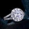 Bröllopsringar Huitan Brilliant Women Bands Luxury Cubic Zirconia Proposal Engagement Ring Timeless Style Jewelry Wholesale Rita22