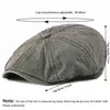 KUNEMS version coréenne des bérets lavés oeillères de pointe coton chapeau pour hommes casquettes extérieures décontractées casquette octogonale britannique gorras J220722