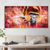 Abstract Animal Gorilla Smoking Cigar Canvas Painting Posters and Prints Wall Art Picture for Living Room Home Decor Cuadros