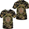 3D Golden Chain Print Baroque Brand T-shirt Summer Style Souchée à manches courtes Luxury Royal Mens S Hip Hop Tops Tees 220712