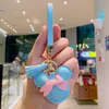 Mouse Head Keychains PU Leather Animal Pendant Key Chains Rings Cute Strap Keyrings Gifts for Women Bow Car Keys Holder Bag Charms Brand