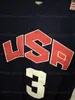 Drużyna USA Dwyane Wade #3 Retro Basketball Jersey Męskie zszyte granatowy niestandardowy niestandardowy