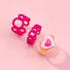 Vintage Gold Heart Rings Set For Women Fashion Flame Hollow Resin Flower Love Heart Knuckle Ring Wholesale Girls Jewelry Gifts