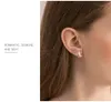 Pendientes de tuerca de arco con números romanos para mujeres y hombres, negro, blanco, Cerami, semicircular, oro rosa, acero inoxidable, joyería con dijes (GE111)