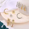Stud koreansk design modestjärna Moon Crystal örhängen för kvinnor asymmetriska geometriska bröllop smycken 2022 Studud