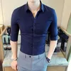 Style britannique Chemise solide Hommes à manches longues Mode 2022 Automne Business Vêtements de cérémonie Chemises Slim Fit Blouse décontractée 4XL Sweats à capuche pour hommes Sweatsh
