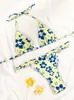 Rinabe Sexy Bikini Bikini Floral Print Swimwear String Bikini Set Shoop Up Swimsuit Bikinis Женщины Biquini Beach Beach Coust Women 220527