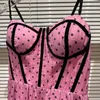 Ny design Womens Pink Color Flower Print Spaghetti Strap vadderad hög midja maxi Long Dress Party Vestidos SML