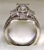 Vintage 3ct Oro Boda 10K Compromiso Conjuntos de anillos de diamantes 925 Plata esterlina Laboratorio Bijou Banda para anillos blancos Mujeres Hombres Joyería Kkp3921377