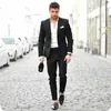 2019 Senaste designer Black Men Business Suits Groom Wedding Tuxedos Man Blazers 2 Pieces Groomsmen Suit Slim Fit Plus Size