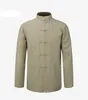 Giacche da uomo Abiti tradizionali cinesi Tang Suit Coat Abbigliamento Tai Chi Uniform Autumn Thin Jacket For Men Long Sleeve Cotton ShirtMen's J