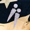 Triângulo de brilho do lustre Dangle Dangle Brincos de gota de stromestone para mulheres redondas de jóias de cristal geométrico Giftsdangle