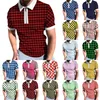 Mens Spring Summer Lat Sippe Lapel Print Druk Casual T-Shirt Top Set Shirt Men 220607