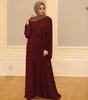 Vestidos casuais femininos cor sólidos abaya manga de vestido de tamanho grande largo de saia longa decoração de cinto de verão vestido no chão